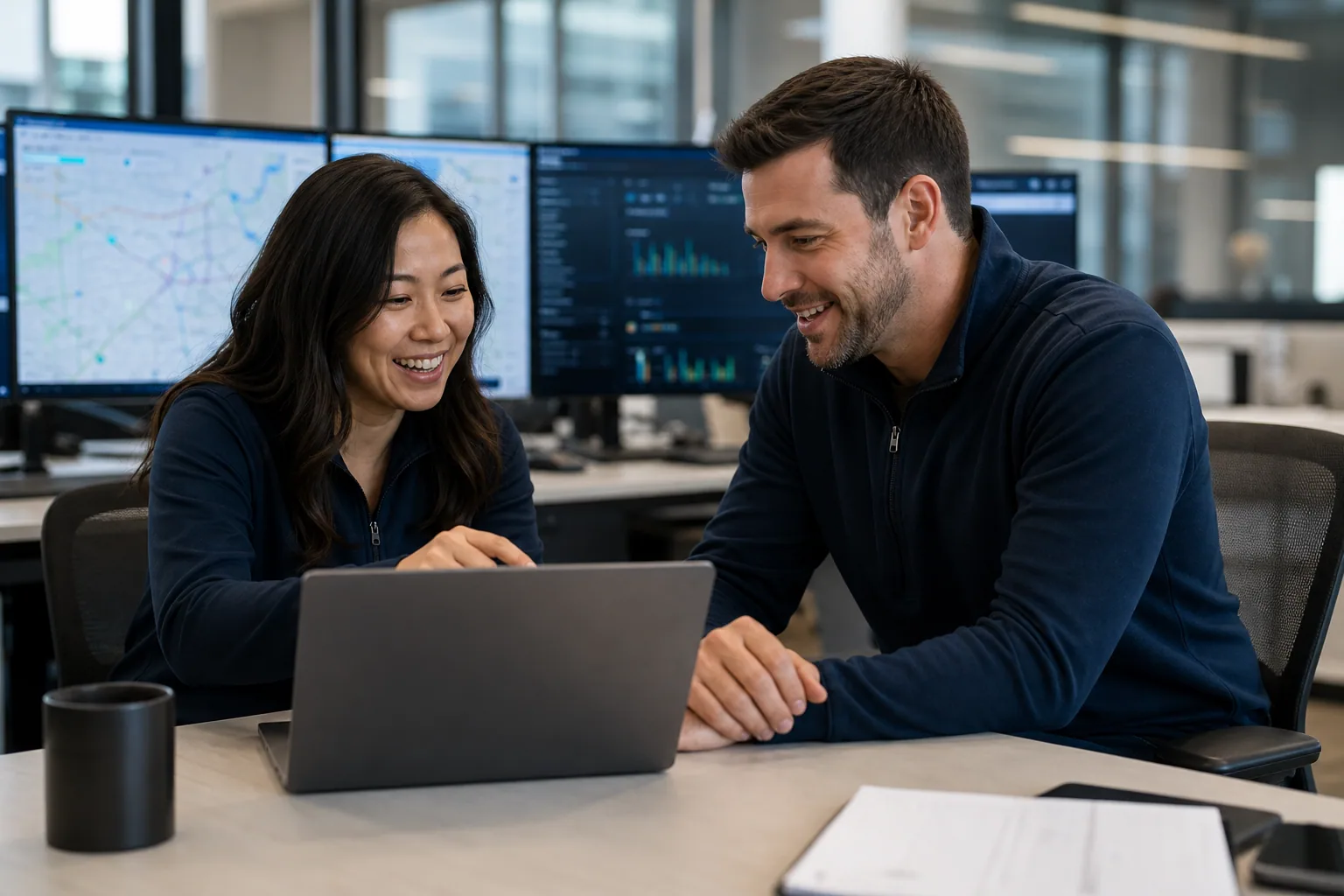 Flext teammates solving a fleet operations problem together